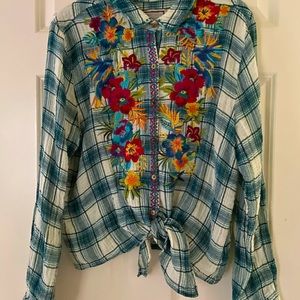 Johnny Was blouse with tie waist